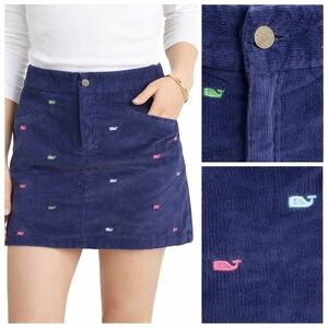 Vineyard Vines Navy Corduroy Whale Embroidered Mini Skirt Size 8 Preppy